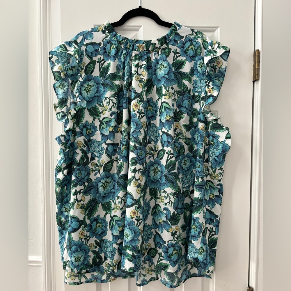 Loft Plus Size 26 Blue Floral Blouse NWT